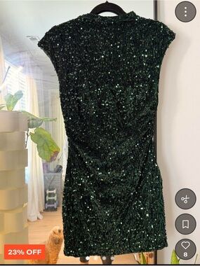 Dark Green Sequin Short Dress